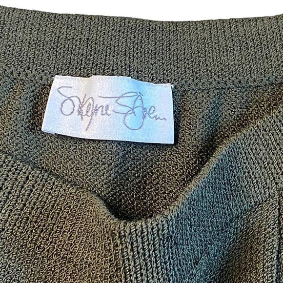 Vintage St. John Collection Marie Gray Olive Green Wool Sweater Skirt Size 12 - Picture 4 of 5